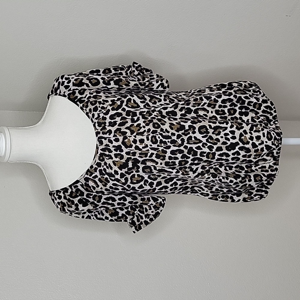 Sara Michelle Leopard Print Short Sleeve Blouse